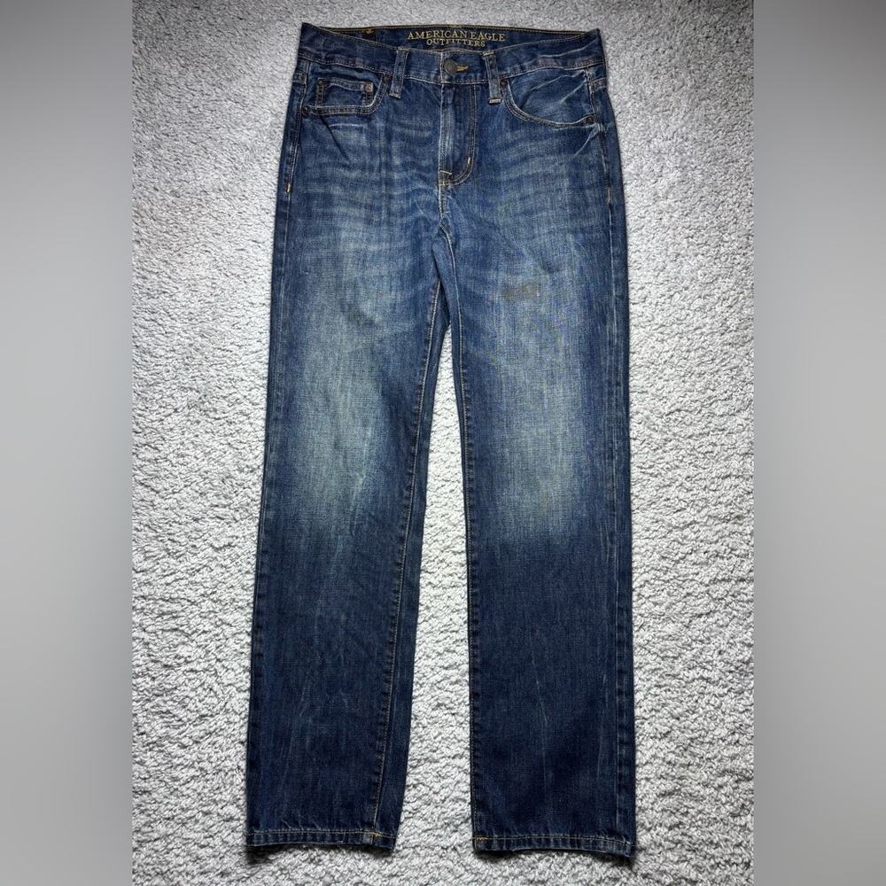 American Eagle Outfitters Men's Slim Straight Jeans - Classic Blue